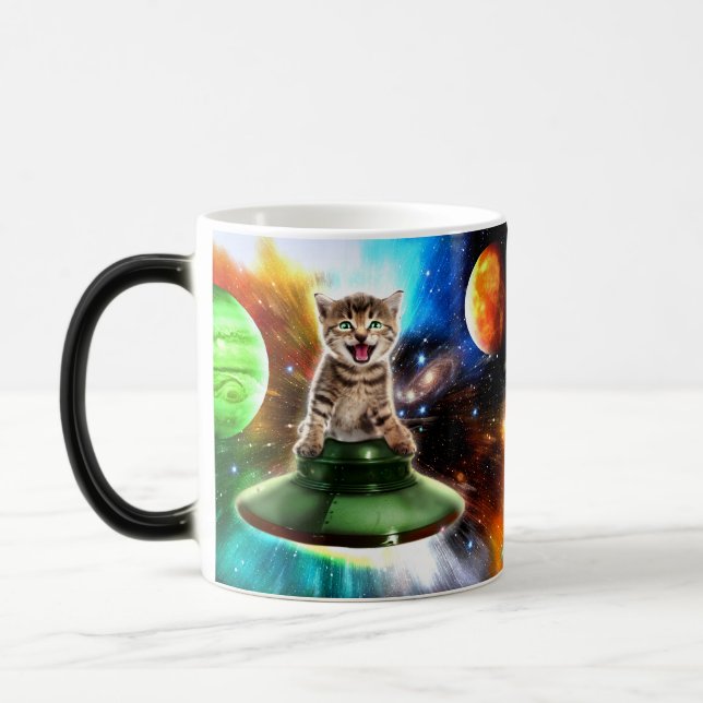 Mug Magic Chat Alien dans la soucoupe de l'ufo (Gauche)