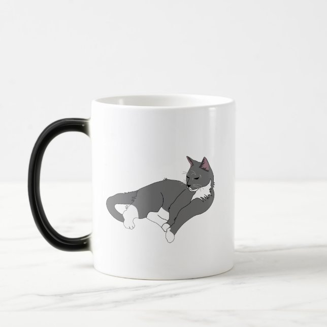 Mug Magic Chat gris et blanc Tuxedo (Gauche)