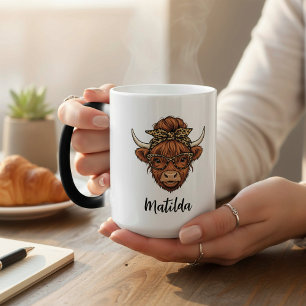 Mug Magic Chignon décoiffé de vache Highland personnalisé