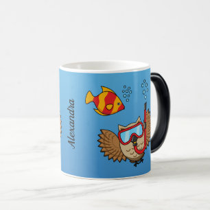 Mug Magic Chouette avec masque tuba et poisson tropical Aj
