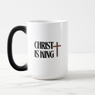 Mug Magic Christ est Roi | Texte Noir et Croix en Bois Marro