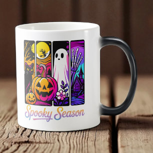 Mug Magic Citrouille d'Halloween Fantôme Pop Art Rétro Noir