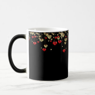 Mug Magic Cœurs rouges et dorés sur fond noir