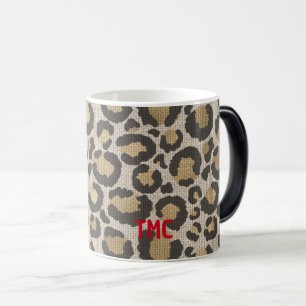 Mug Magic Créateur Empreinte de léopard Rouge Initiales Mono