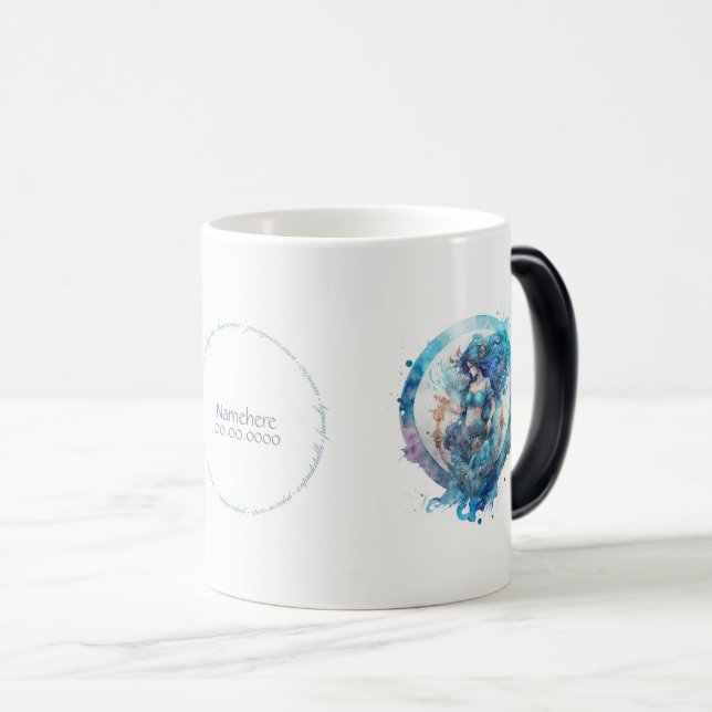 Mug Magic Créez votre propre Zodiac bleu et violet Aquarius (Devant droit)