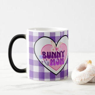 Mug Magic Cute Bunny Mom Coquette Purple Gingham Morphing Mu