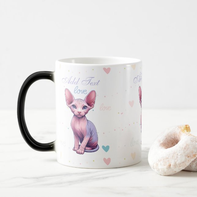 Mug Magic Cute Sphynx Kitty Photo Chat Changement de Morphag (Avec donut)