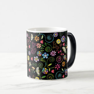 Mug Magic Doodle à main coloré Floral sans couture motif