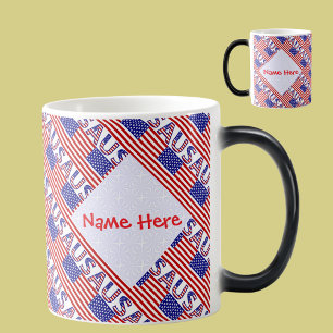 Mug Magic Drapeau Américain USA Carreaux Rouges Personnalisé