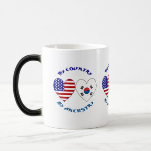 Mug Magic Drapeau en forme de cœur Corée du Sud États-Unis P