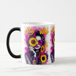 Mug Magic Éclaboussure Rose Néon Bohème Fille Sauvage Tourne