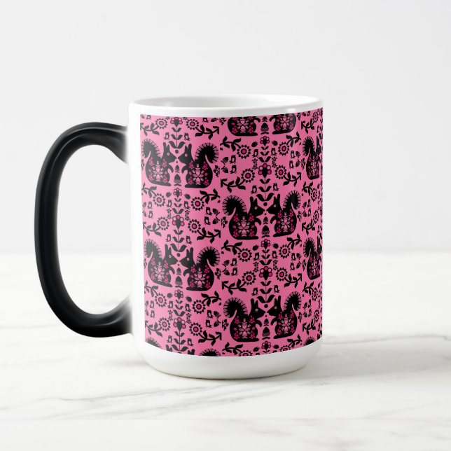 Mug Magic Écureuil nordique Scandinave Folk Art Latte Mu (Gauche)