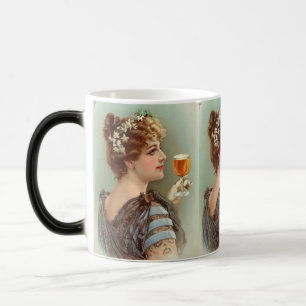 Mug Magic Élégance vintage : Jeune Dame avec un verre