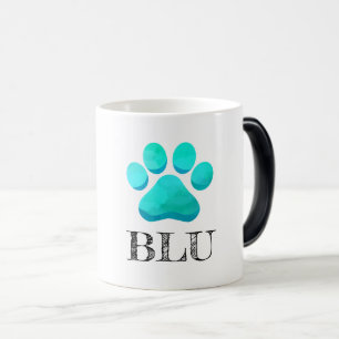 Mug Magic Empreinte de patte Aqua NOM D'Animal De Compagnie 