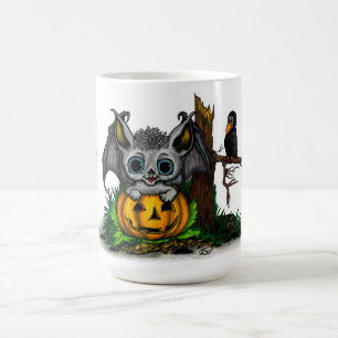 Mug Magic En attente d'Halloween, Bat mignonne et Corbeau