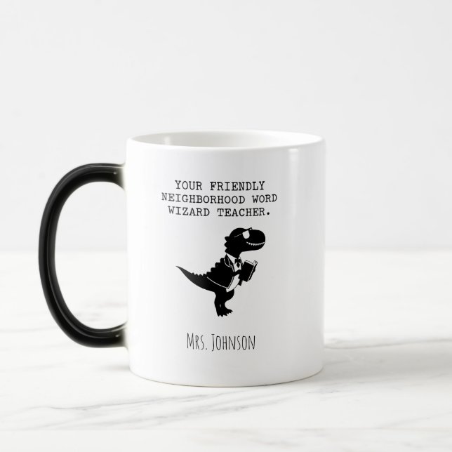 Mug Magic Enseignant sorcier de mots de quartier amical (Gauche)