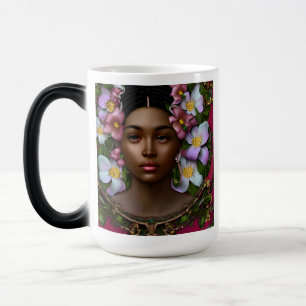 Mug Magic Femme afro-américaine sereine avec fleurs