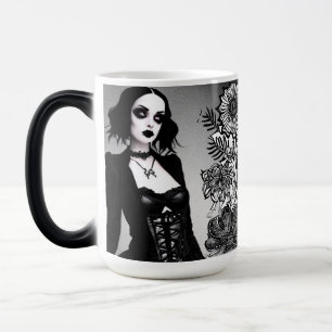 Mug Magic Fille gothique noire et blanche