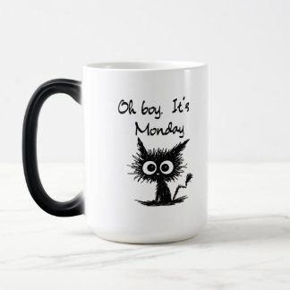Mug Magic Funny Cat Sketch "Oh Boy It's Monday" Work Humor