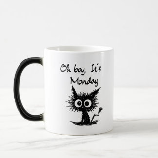 Mug Magic Funny Cat Sketch "Oh Boy It's Monday" Work Humor