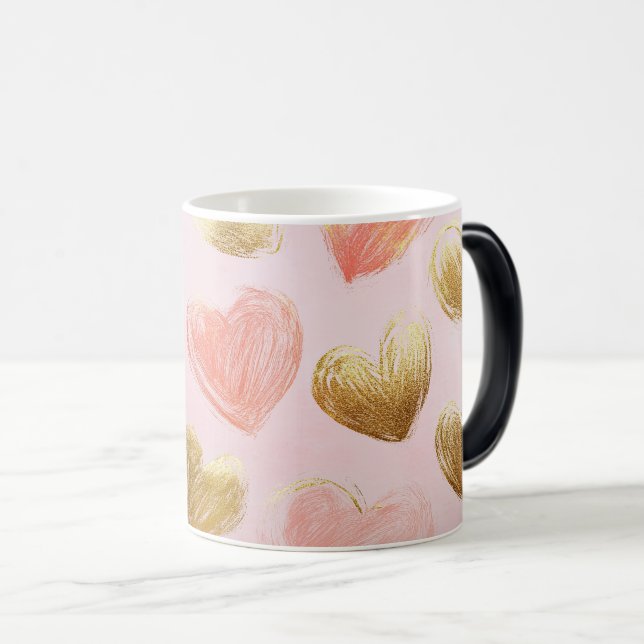 Mug Magic Gold and Red Heart Pattern Valentines (Devant droit)