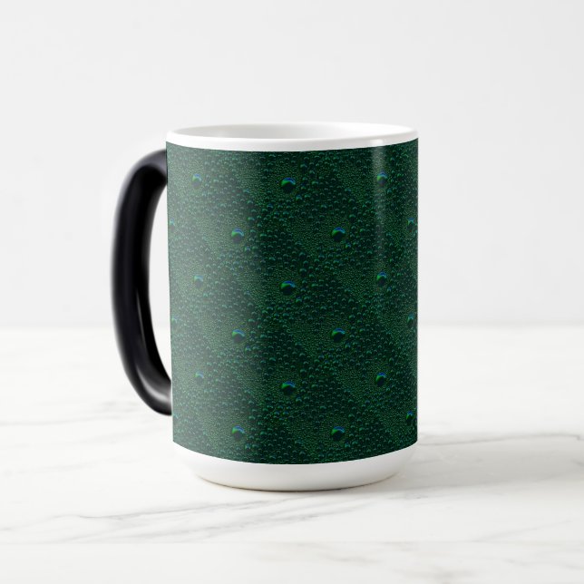 Mug Magic Gouttes d'eau sur métal vert (Devant gauche)