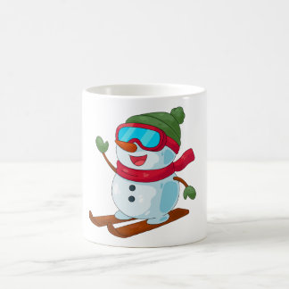 Mug Magic Illustration de bonhomme de neige skiant mignon