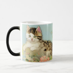Mug Magic Illustration vintage de chat avec fleurs roses