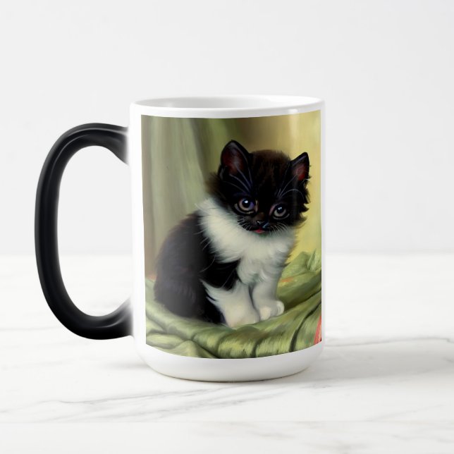 Mug Magic Illustration vintage Tuxedo Kitten (Gauche)