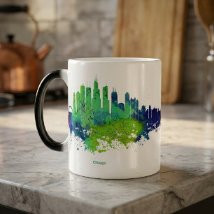 Mug Magic Impressions d'art à l'aquarelle de la skyline de C