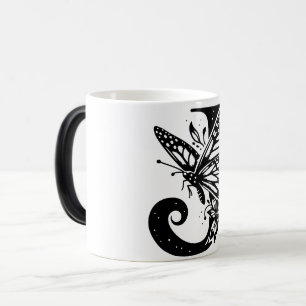 Mug Magic J Alphabet black butterfly