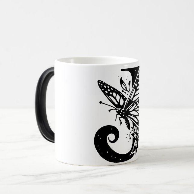 Mug Magic J Alphabet black butterfly (Devant gauche)