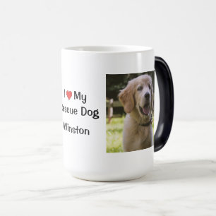 Mug Magic J'aime mon chien Secouru Nom et photo du chien