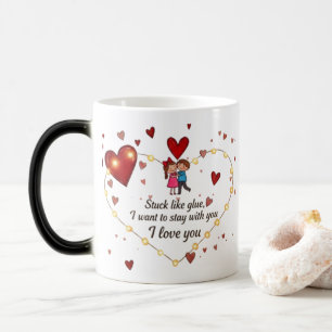 Mug Magic Je t'aime Cute cartoon Heart Morphing