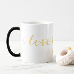 Mug Magic Je T'Aime Nom Personnalisé Faux Gold Script Café T