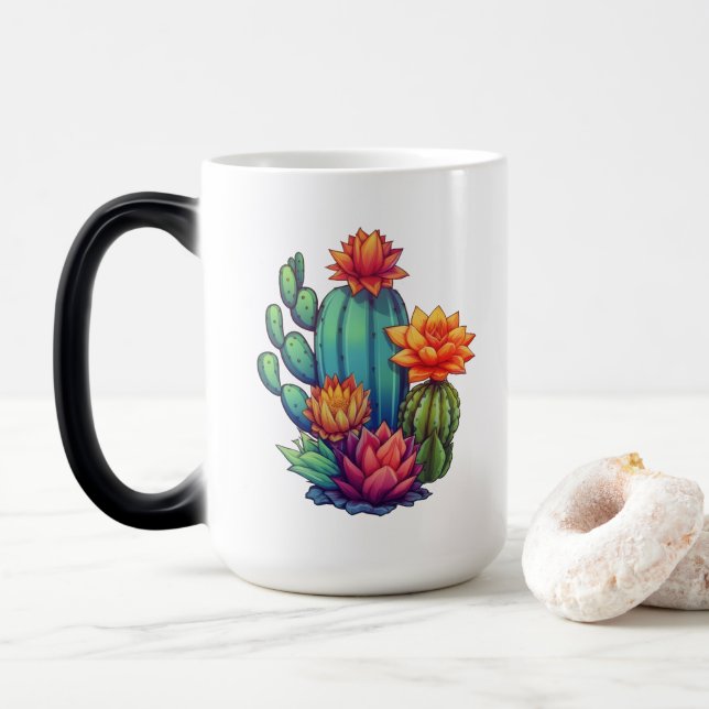 Mug Magic Joli cactus en fleurs (Avec donut)