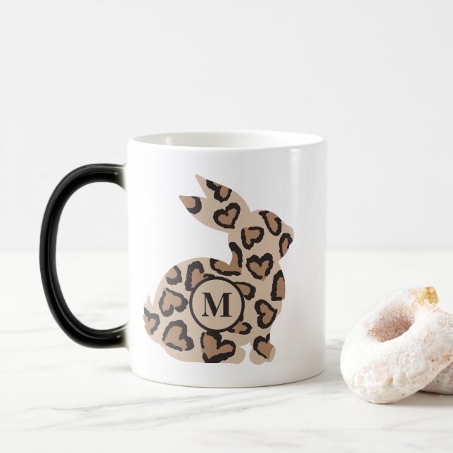 Mug Magic Joli lapin Empreinte de léopard avec Monogramme pe (Avec donut)