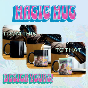 Mug Magic Joyeux anniversaire ! Chat dans le jardin de fleur