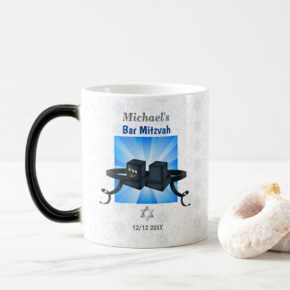 Mug Magic Joyeux Bar Mitzvah 20XX Tefillin Bleu Personnalisé