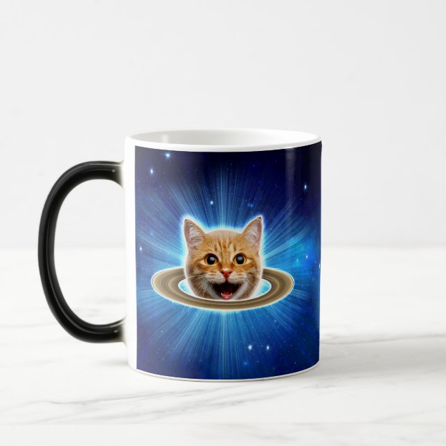 Mug Magic Joyeux chat dans l'espace. (Gauche)
