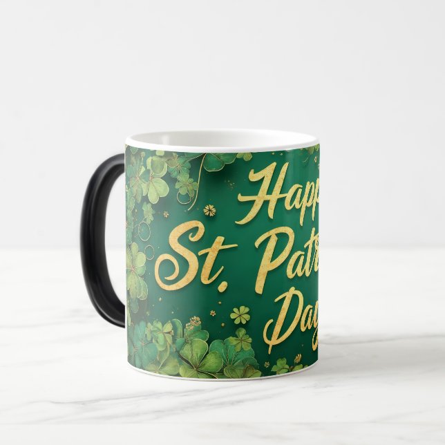 Mug Magic Joyeux design de trèfle de la Saint-Patrick (Devant gauche)