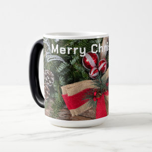 Mug Magic Joyeux Noël Rouge Bow Ornements PIne Branches