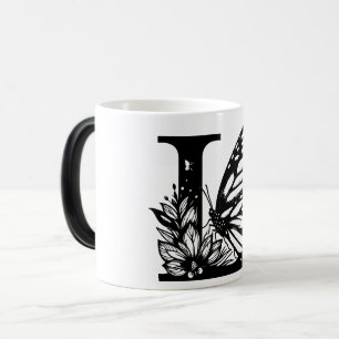 Mug Magic L Alphabet black butterfly