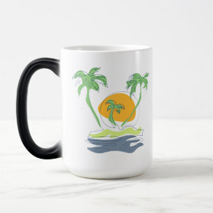 Mug Magic Les paysages de plage tropicaux de l'île. Palmier 