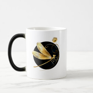 Mug Magic libellule d'or en cercle noir