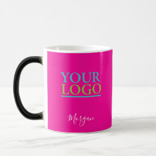 Mug Magic Logo/Art/Photo, Nom Script blanc, Rose chaud