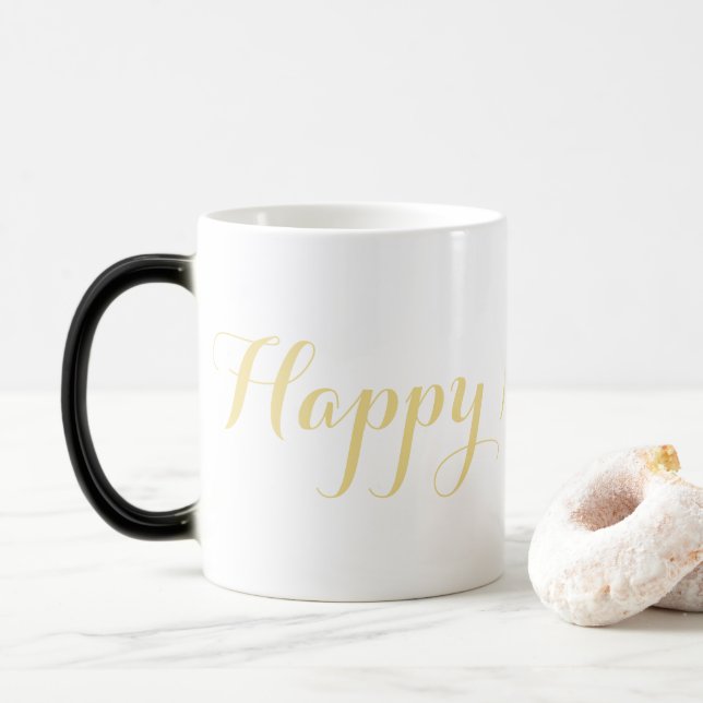 Mug Magic Magical Joyeux Nouvel An Faux Gold Café Thé au lai (Avec donut)