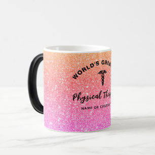 Mug Magic Meilleur physiothérapeute du monde Nom arc-en-ciel
