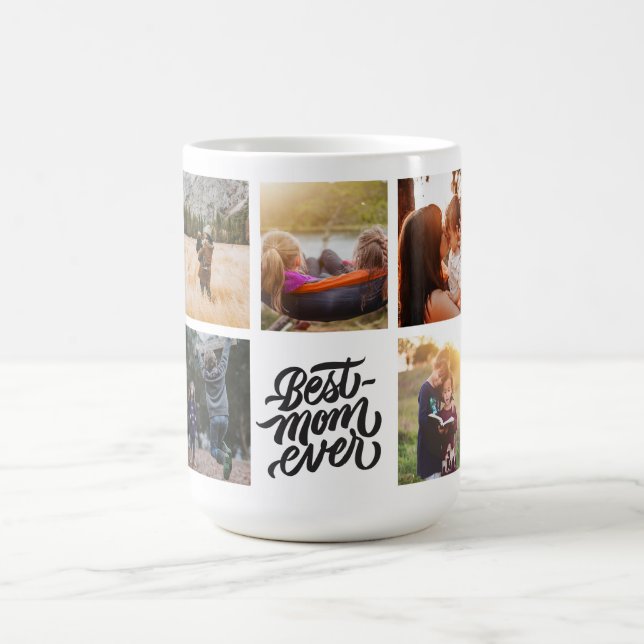 Mug Magic Meilleure maman Jamais personnalisée Collage photo (Centre)