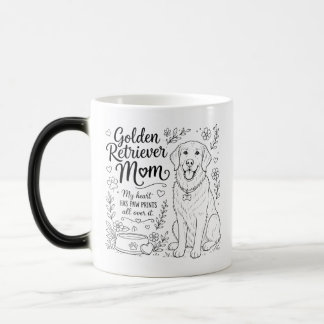Mug Magic Mère Golden Retriever Amoureuse de Chien Ligne Art